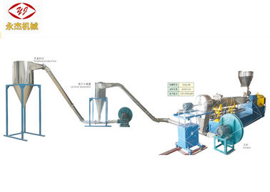 Cina 600kg / H PE PP PVC WPC Extruder Machine Tiga Stage Air Cooling Die Face Cutting Way pabrik